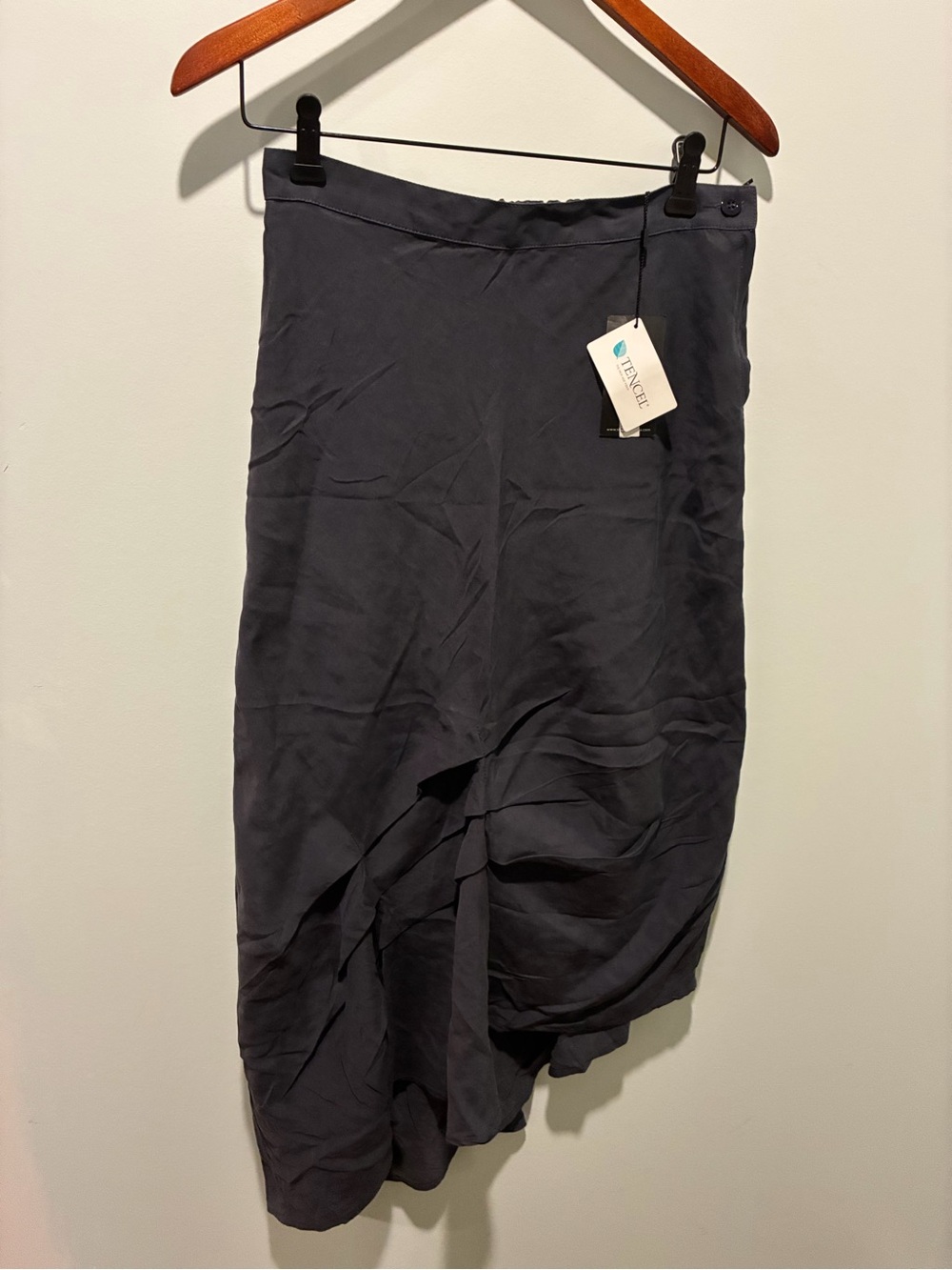 Stella Carakasi Slate Gray Hemp Tencel Blend Asymmetrical Midi Skirt Small NWT